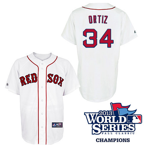 David Ortiz #34 MLB Jersey-Boston Red Sox Men's Authentic 2013 World Series Champions Home White Baseball Jersey